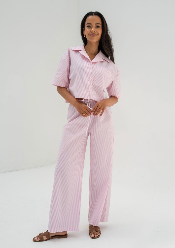 Mandy - Pink striped cotton pants