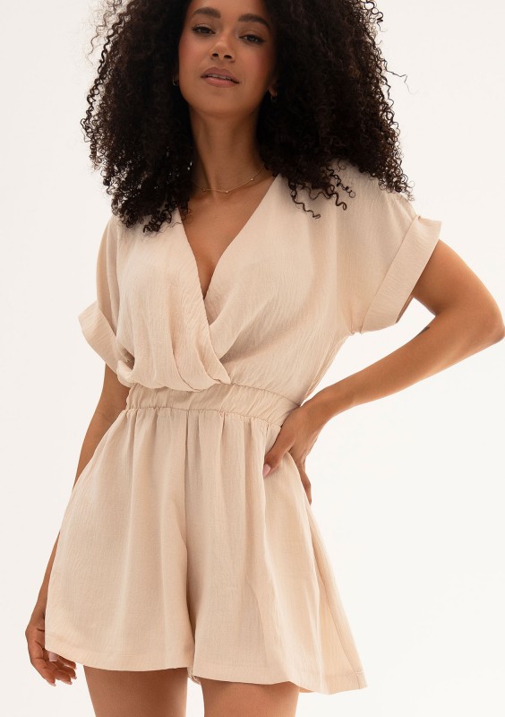 Lumi Wrap - Beige mini summer jumpsuit