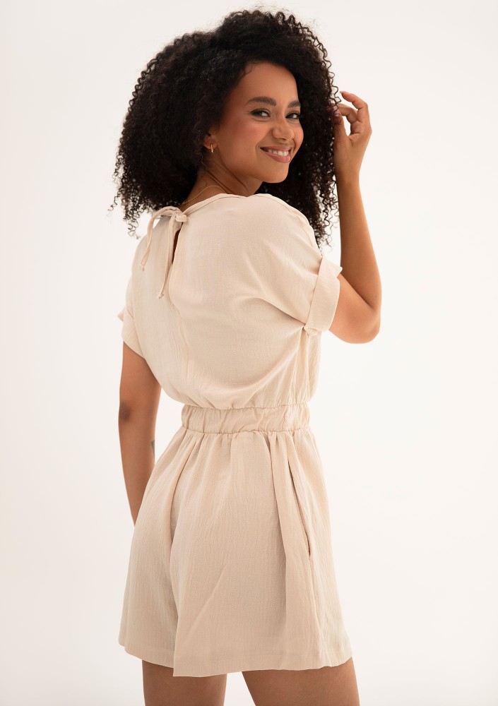 Lumi Wrap - Beige mini summer jumpsuit