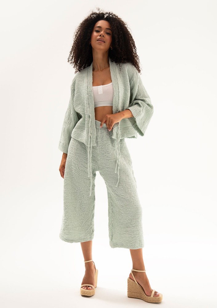 Cali - Minty soft muslin kimono top