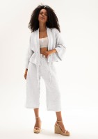 Cali - Muślinowe spodnie cropped fit White