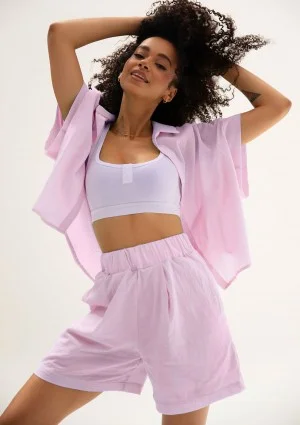 Minty - Candy pink cotton oversize summer shirt