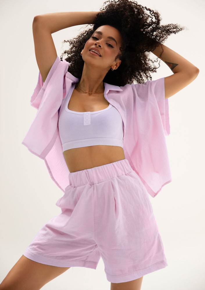 Minty - Candy pink cotton oversize summer shirt
