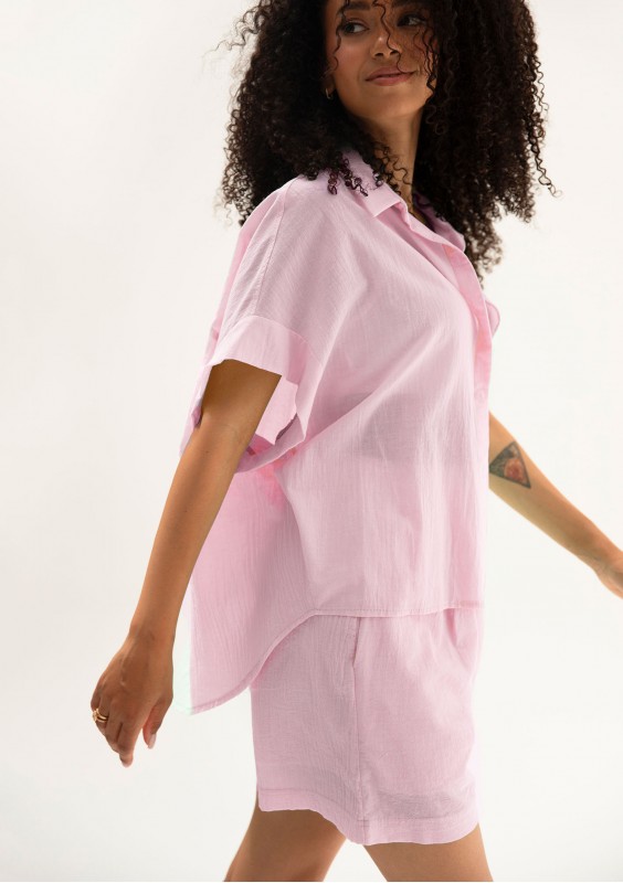 Minty - Koszula oversize z lekkiej bawełny Candy Pink