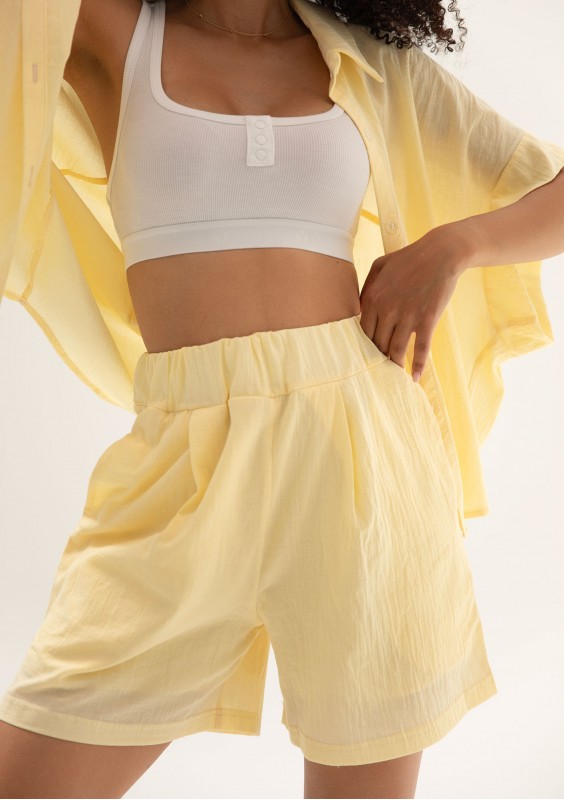 Minty - Citrus yellow cotton oversize summer shirt