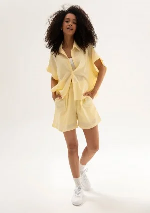 Minty - Citrus yellow cotton oversize summer shirt