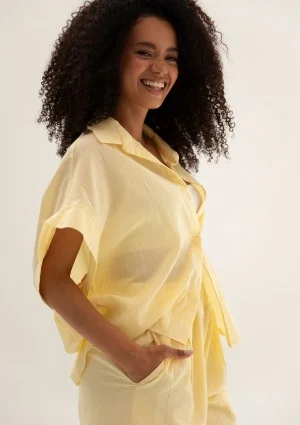 Minty - Citrus yellow cotton oversize summer shirt
