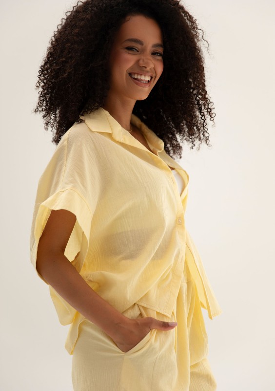 Minty - Citrus yellow cotton oversize summer shirt