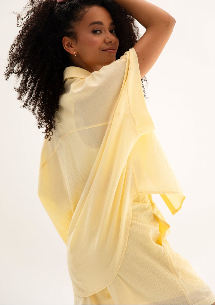 Minty - Koszula oversize z lekkiej bawełny Citrus Yellow