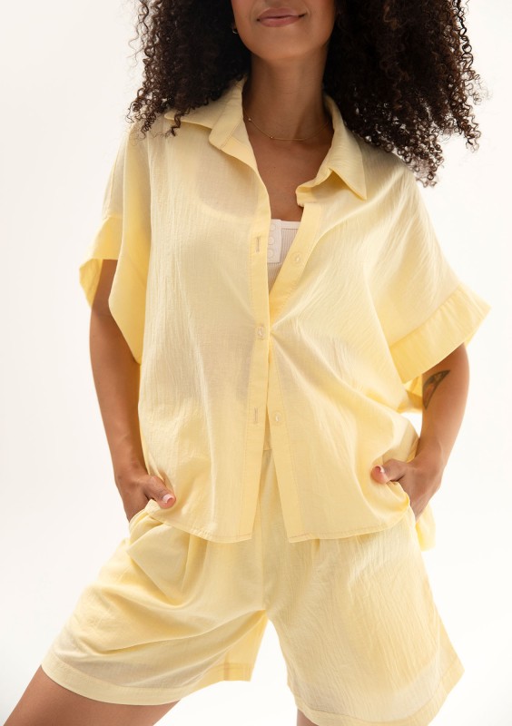 Minty - Citrus yellow cotton oversize summer shirt
