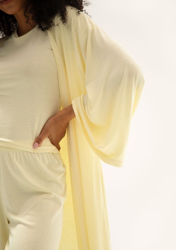 Lumiere - Banana yellow rayon maxi kimono