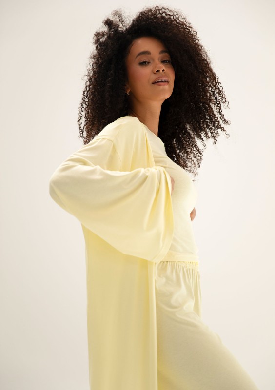 Lumiere - Banana yellow rayon maxi kimono
