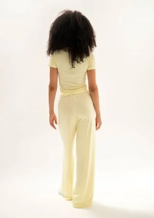 Lumiere - Banana yellow rayon wide pants