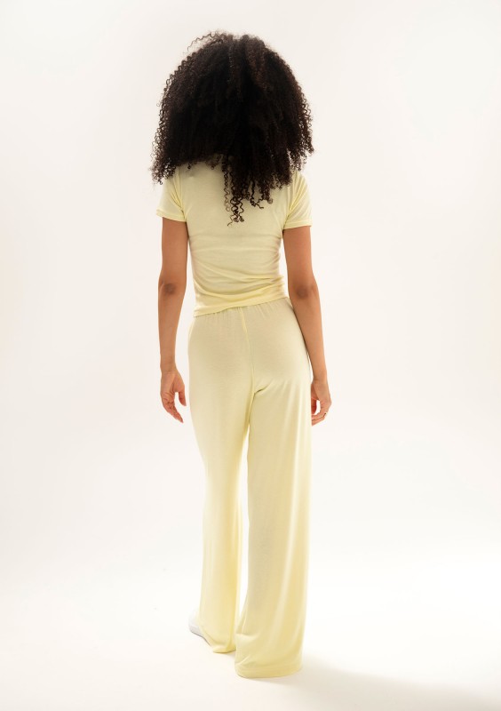 Lumiere - Banana yellow rayon wide pants