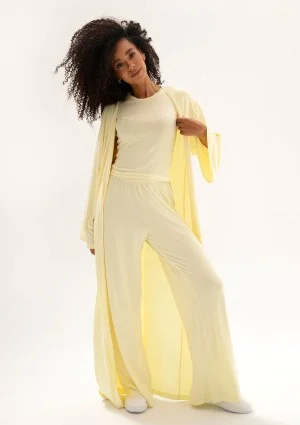 Lumiere - Banana yellow rayon wide pants