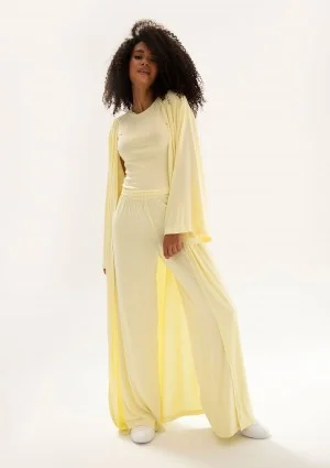 Lumiere - Banana yellow rayon wide pants
