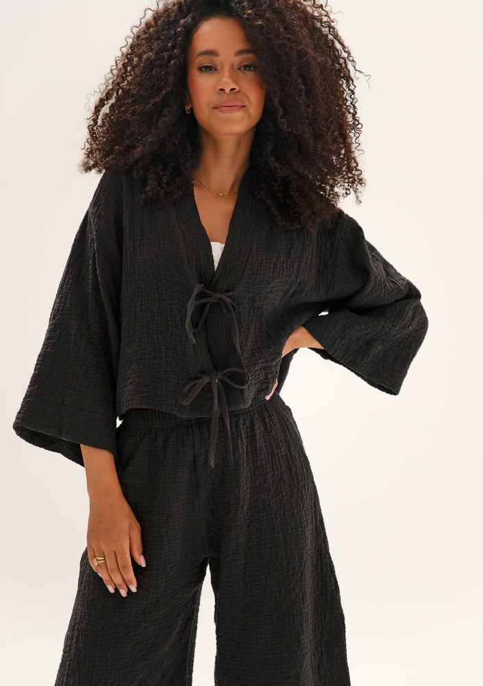 Cali - Kimono z miękkiego muślinu Black
