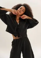 Cali - Black soft muslin kimono top