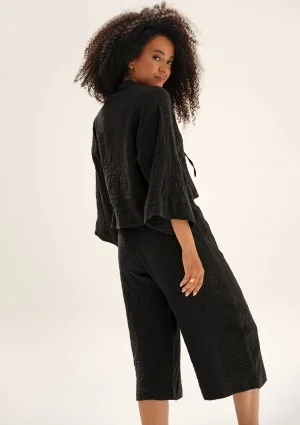 Cali - Black soft muslin kimono top