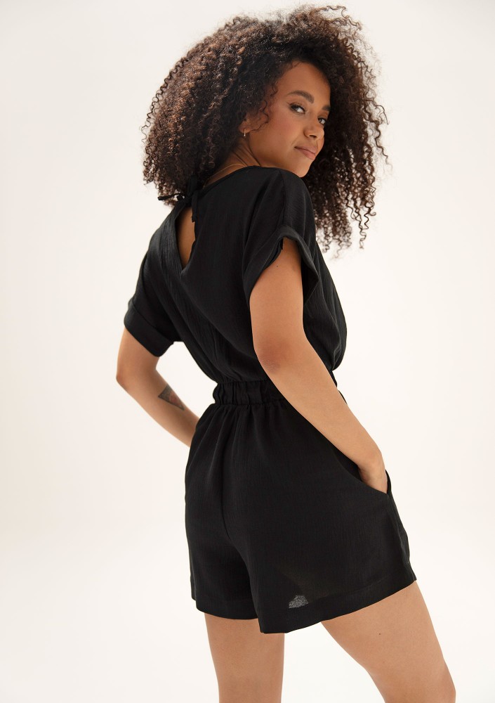 Lumi Wrap - Black mini summer jumpsuit