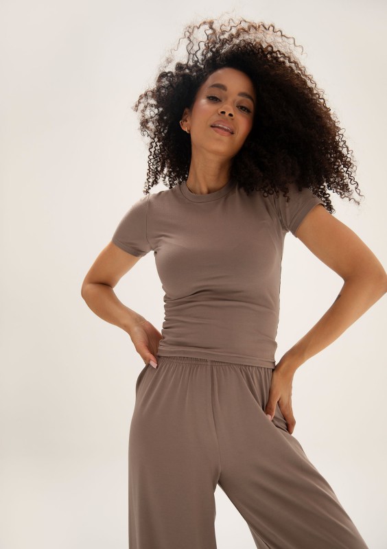 Lumiere - Latte beige rayon top