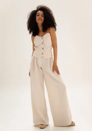 Noa - Beige faux linen vest