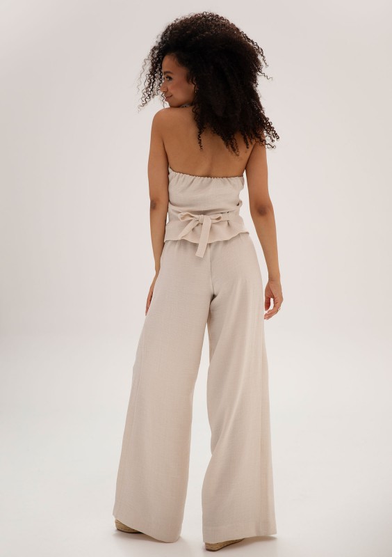 Noa - Beige faux linen pants