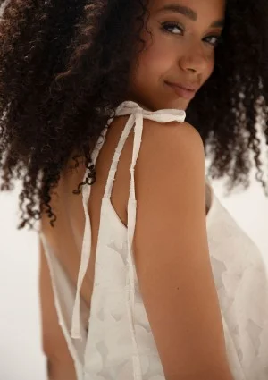 Fleur - Creamy cotton openwork jumpsuit