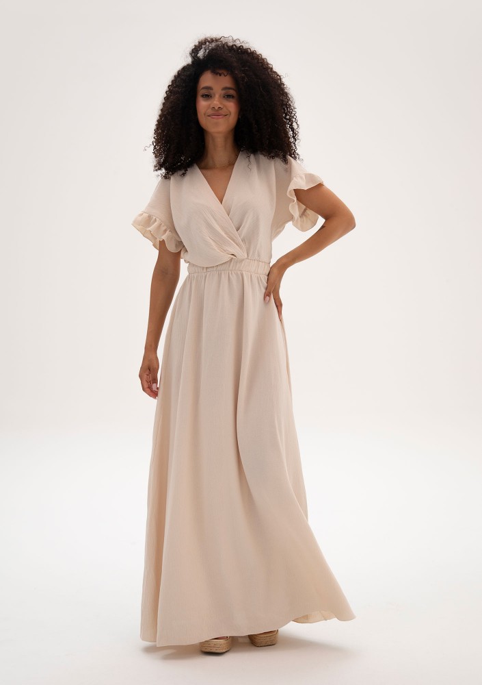 Florea - Beige maxi wrap dress