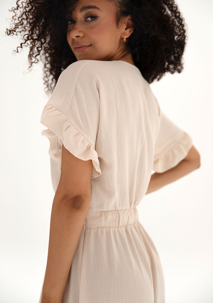 Florea - Beige maxi wrap dress