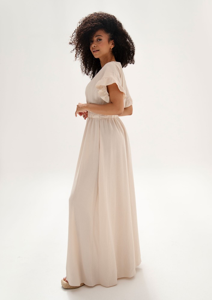 Florea - Beige maxi wrap dress