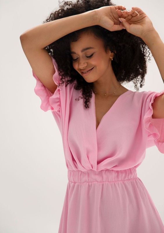 Florea - Pink maxi wrap dress