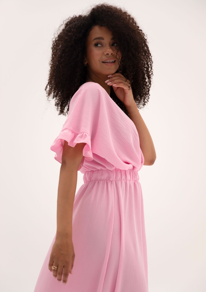 Florea - Pink maxi wrap dress