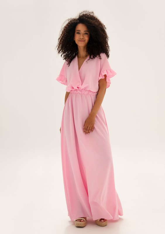 Florea - Pink maxi wrap dress
