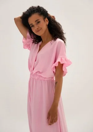 Florea - Pink maxi wrap dress
