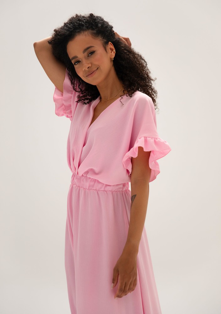 Florea - Pink maxi wrap dress