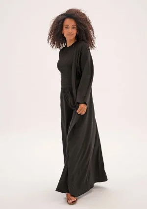 Lumiere - Black rayon maxi kimono