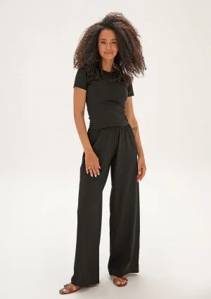 Lumiere - Black rayon wide pants
