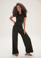Lumiere - Black rayon wide pants