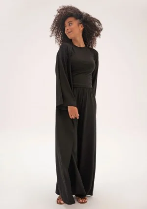 Lumiere - Black rayon wide pants