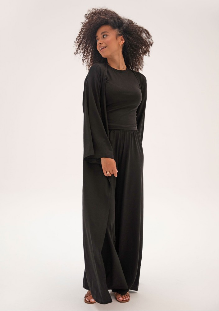 Lumiere - Black rayon wide pants