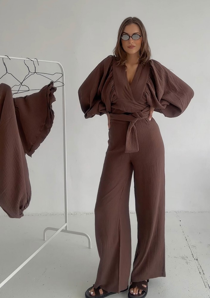 Alines - Brown muslin wide pants