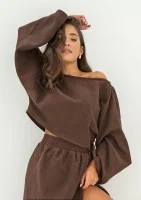 Terea - Top z muślinu Brązowy