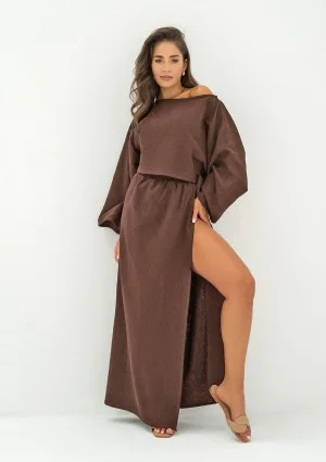 Terea - Brown muslin maxi skirt