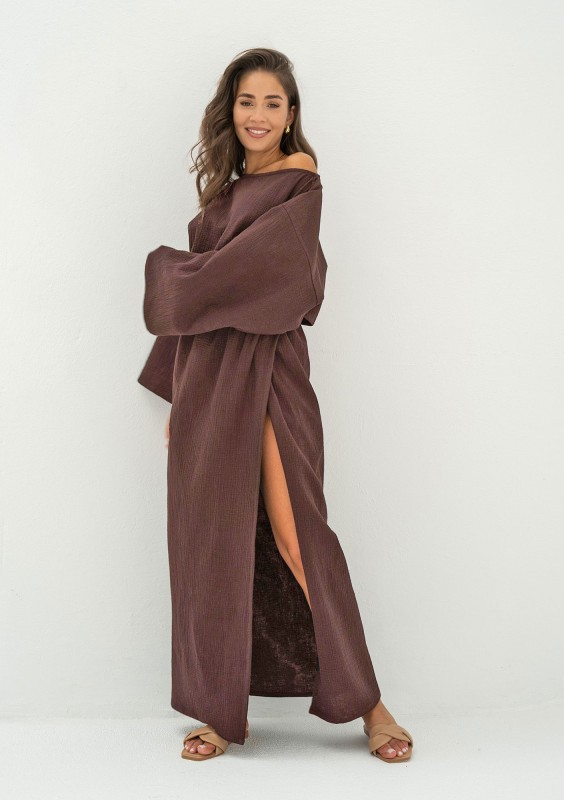 Terea - Brown muslin maxi skirt