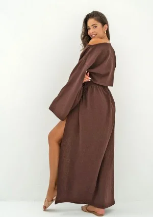 Terea - Brown muslin maxi skirt
