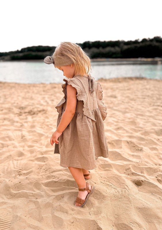 Beige muslin kids dress