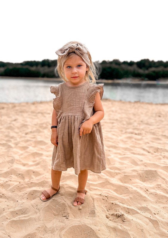 Beige muslin kids dress