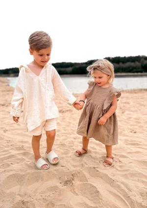 Creamy white muslin kids shorts
