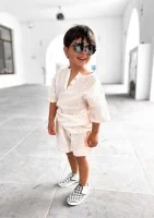 Szorty dziecięce z muślinu Kremowe